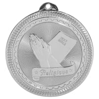 2" Bright Silver Religious Laserable BriteLazer Medal
