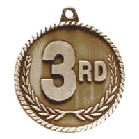 2" Antique Gold 3rd Place High Relief Medal