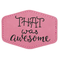 3 1/2" x 2 1/2" Pink Laserable Leatherette Hex Patch with Kota Pro Adhesive