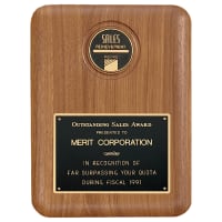 8" x 10 1/2" American Walnut CAM Plaque with Black Brass Plate (Medallion Sold Separately)