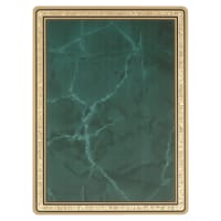 8 3/8" x 10 7/8" Emerald Marble Brass Plated Steel Plate with Round Corners, Gold Florentine Border and Four Holes