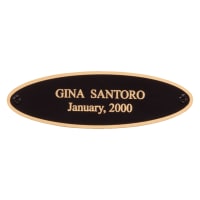1" x 3 1/4" Black Laserable Brass Eliptical Plate with Gold Border