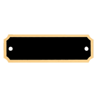 1" x 3 1/4" Black Notched Corner Plate with Gold Border and Two Holes