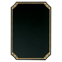 7" x 10" Black Laserable Brass Plate with Notched Corners, Gold Florentine Design Border and Four Holes (Fits P1643)