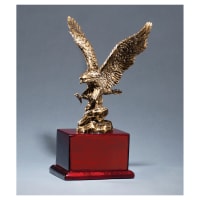 Antique Bronze Finished Eagle Resin Casting on Rosewood Piano Finish Base Black Laserable Brass Plate Not Included