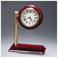7" x 9" Rail Station Style Desk Clock on Rosewood Finish High Gloss Base, Plate Not Included