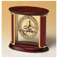 7" x 9" Skeleton Clock w/Sub-Second Dial, Brass Finish Movement, Rosewood Piano Accents-Plate Not Included