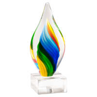 9" Rainbow Twist Art Glass on Clear Glass Base-No Plate
