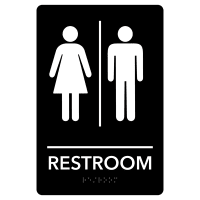 Unisex Restroom Pre-Designed ADA Sign, Black/White, 6" x 9"