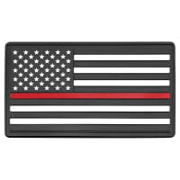1 3/4" x 3 1/4" Red Line American Flag PVC Patch representing support for firefighters - Kota Pro Adhesive included