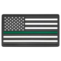 1 3/4" x 3 1/4" Green Line American Flag PVC Patch representing support for the military - Kota Pro Adhesive included