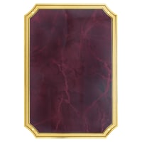 5 1/4" x 7 1/4" Ruby Marble Brass Plated Steel Plate with Four Holes, Notched Corners, and Florentine Design Border
