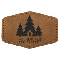 3" x 2" Medium Brown Premier Laserable Leatherette Hex Patch with Kota Pro Adhesive - Creekside Collection