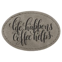 3" x 2" Gray Premier Laserable Leatherette Oval Patch with Kota Pro Adhesive - Creekside Collection