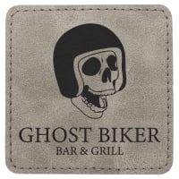 3" x 3" Gray Premier Laserable Leatherette Square Patch with Kota Pro Adhesive - Creekside Collection