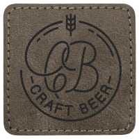 2 1/2" x 2 1/2" Dark Gray Premier Laserable Leatherette Square Patch with Kota Pro Adhesive - Creekside Collection