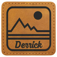 2 1/2" x 2 1/2" Light Brown Premier Laserable Leatherette Square Patch with Kota Pro Adhesive - Creekside Collection