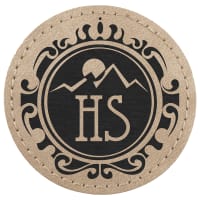 2 1/2" Light Tan Premier Laserable Leatherette Round Patch with Kota Pro Adhesive - Creekside Collection