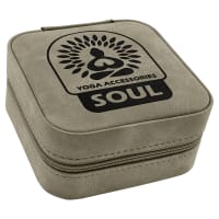 Travel Jewelry Box - Laserable Leatherette, Creekside Collection, 4" x 4", Light Green