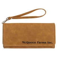 Wallet with Strap - Laserable Leatherette, Creekside Collection, 7 1/2" x 4", Light Brown