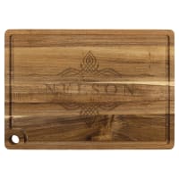 13 3/4" x 9 3/4" Acacia Cutting Board with Drip Ring and Corner Hole
