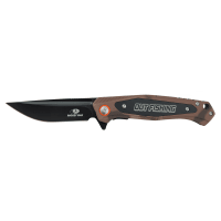 Bison River 4 1/2" Brown Camo Everyday Carry Knife with Laserable Black Anodized Aluminum Plate-Official Mossy Oak Country Roots Camo Pattern