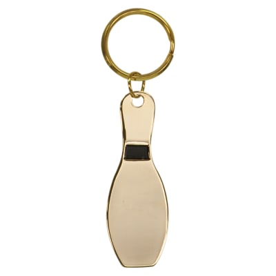 1" x 3" Gold Bowling Pin Brass Keychain