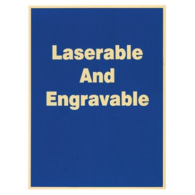 6" x 8" Blue/Gold Brass Plated Steel Plaque Plate