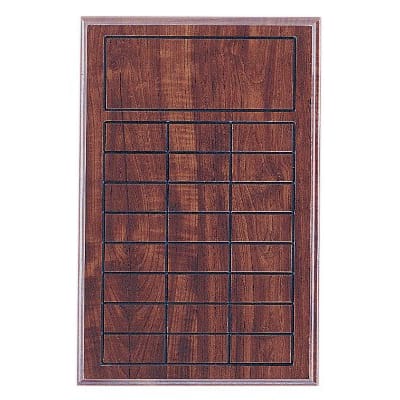 11 3/4" x 18 3/4" Cherry Finish Blank Perpetual Plaque for 24 Plates