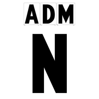 4"(H) Black ADM Font Letter N Gemini Pronto Changeable Copy