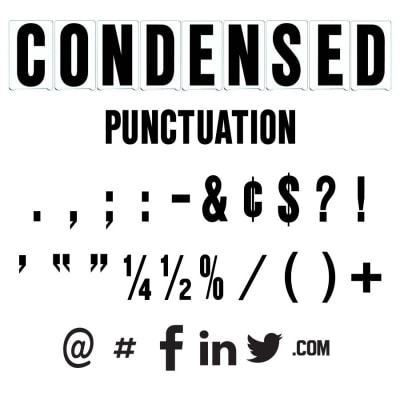4"(H) Black Condensed Font Punctuation Gemini Pronto Letter Sets