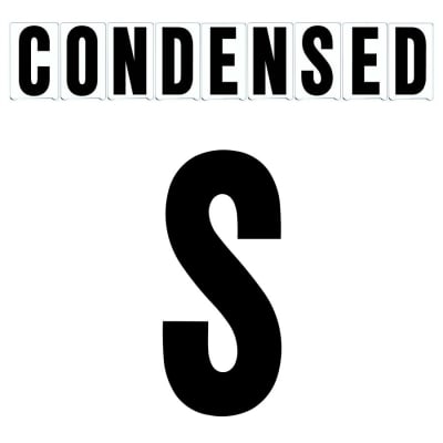 4"(H) Black Condensed Font Letter S Gemini Pronto Changeable Copy