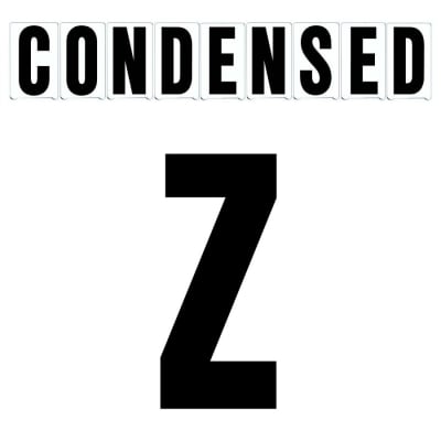 4"(H) Black Condensed Font Letter Z Gemini Pronto Changeable Copy