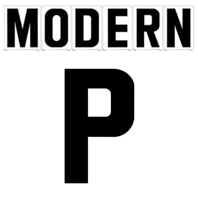 4"(H) Black Modern Font Letter P Gemini Pronto Changeable Copy