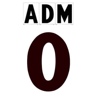 6"(H) Black ADM Font Number 0 Gemini Pronto Changeable Copy