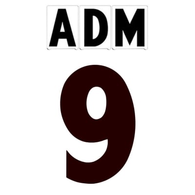 6"(H) Black ADM Font Number 9 Gemini Pronto Changeable Copy