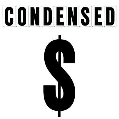 6"(H) Black Condensed Font Dollar Sign Gemini Pronto Changeable Copy