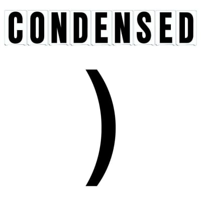 6"(H) Black Condensed Font Right Parenthesis Gemini Pronto Changeable Copy