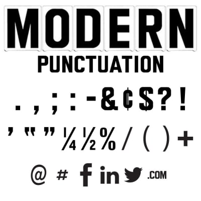 6"(H) Black Modern Font Punctuation Gemini Pronto Letter Sets