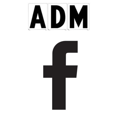 8"(H) Black ADM Font Facebook Symbol Gemini Pronto Changeable Copy