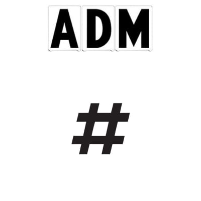 8"(H) Black ADM Font Hashtag Symbol Gemini Pronto Changeable Copy