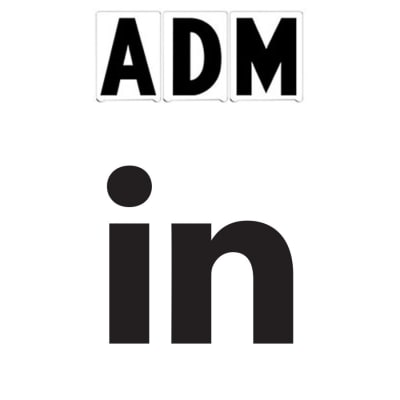 8"(H) Black ADM Font LinkedIn Symbol Gemini Pronto Changeable Copy