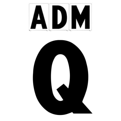 8"(H) Black ADM Font Letter Q Gemini Pronto Changeable Copy