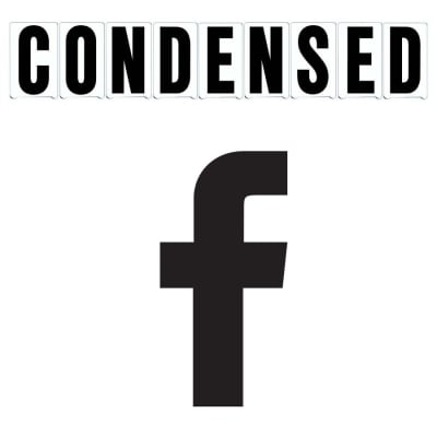 8"(H) Black Condensed Font Facebook Symbol Gemini Pronto Changeable Copy
