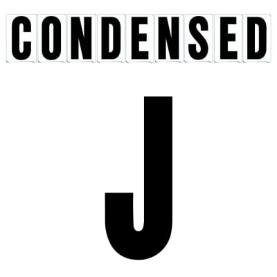 8"(H) Black Condensed Font Letter J Gemini Pronto Changeable Copy
