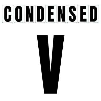 8"(H) Black Condensed Font Letter V Gemini Pronto Changeable Copy