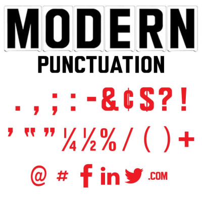 8"(H) Red Modern Font Punctuation Gemini Pronto Letter Sets