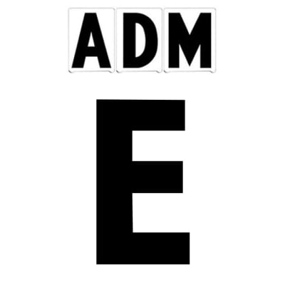 10"(H) Black ADM Font Letter E Gemini Pronto Changeable Copy