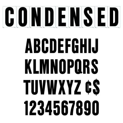 10"(H) Black Condensed Font Gemini Pronto Changeable Copy Letter