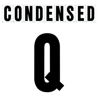 10"(H) Black Condensed Font Letter Q Gemini Pronto Changeable Copy